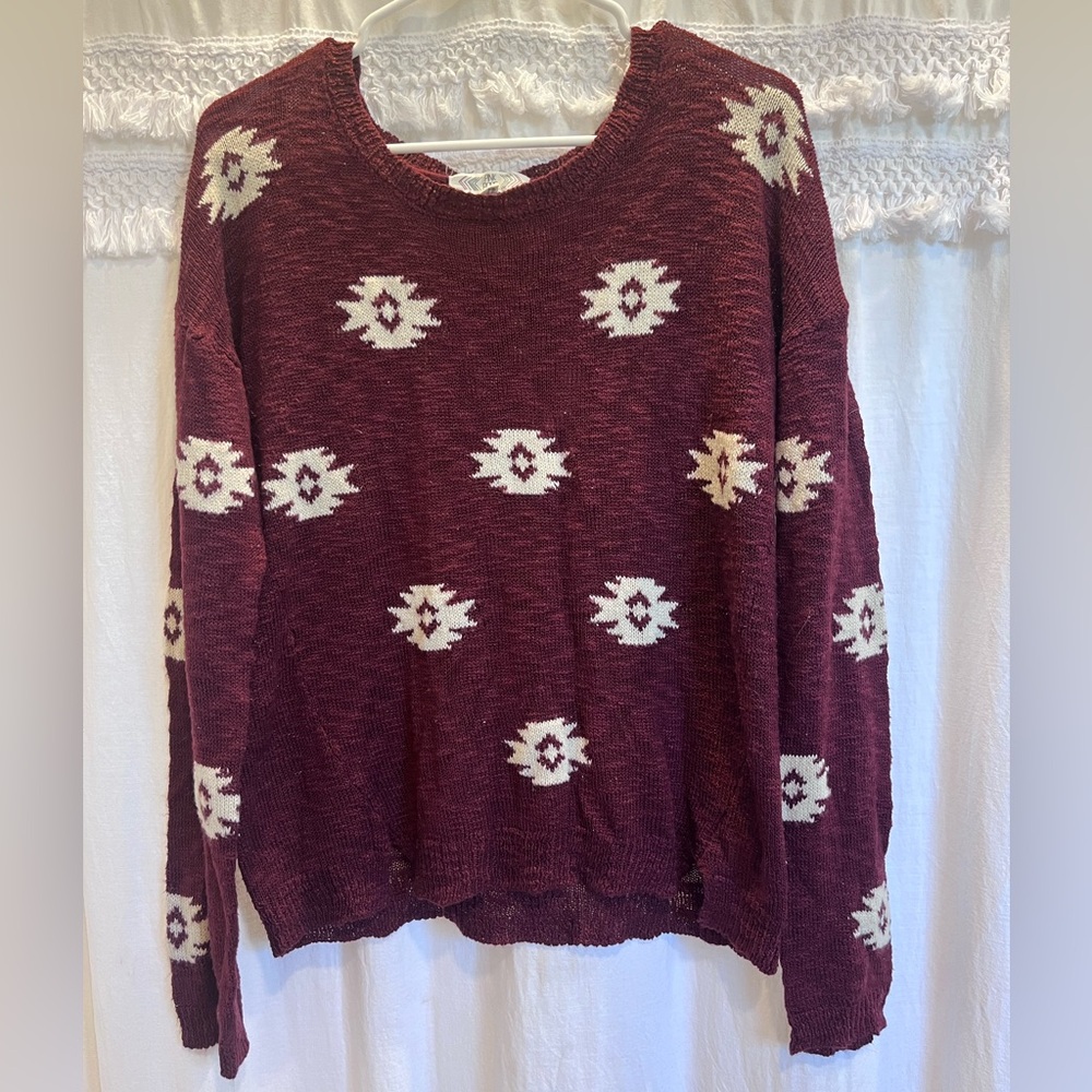 Pink Rose Maroon Knit Sweater